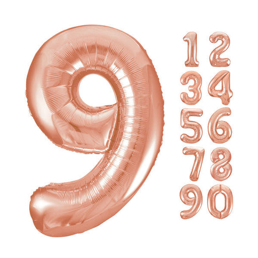 Rose Gold Number 9 Shaped Foil Balloon 34''