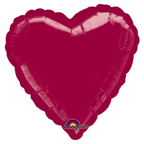 18 Inch Heart Burgundy Plain Foil (Flat)