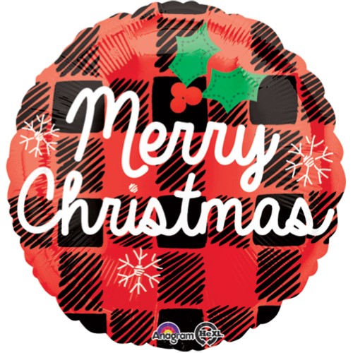 Merry Christmas 17In Foil Checkered Background