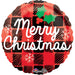 Merry Christmas 17In Foil Checkered Background