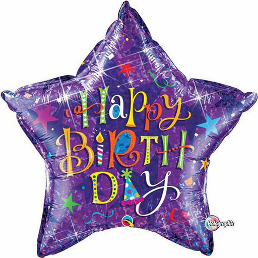 36'' Star Bday Typography Purple