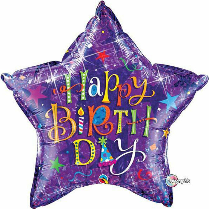 36'' Star Bday Typography Purple