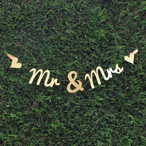 Gold Glitter Mr & Mrs Banner