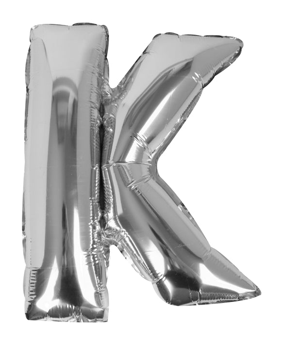 Silver Letter K Foil Balloon 16"