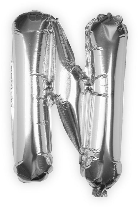 Silver Letter N Foil Balloon 16"