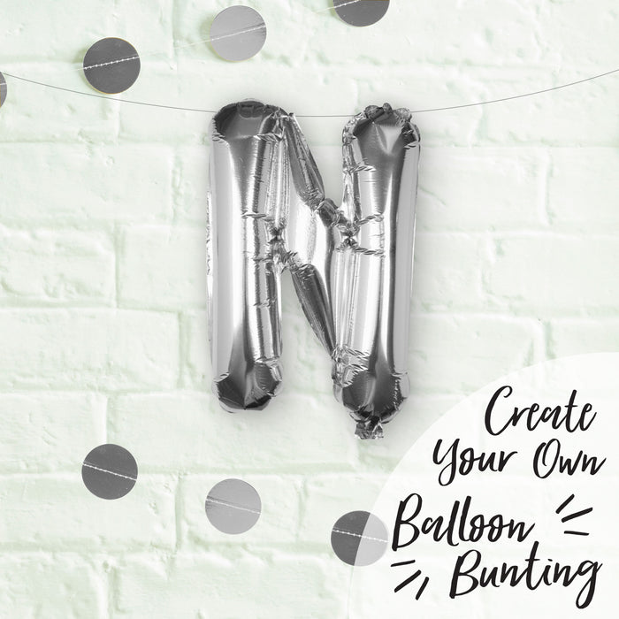 Silver Letter N Foil Balloon 16"