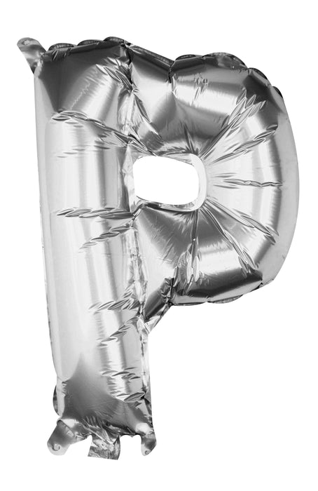 Silver Letter P Foil Balloon 16"