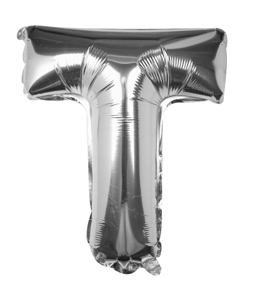 Silver Letter T Foil Balloon 16"