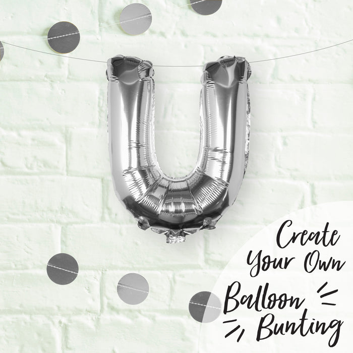 Silver Letter U Foil Balloon 16"