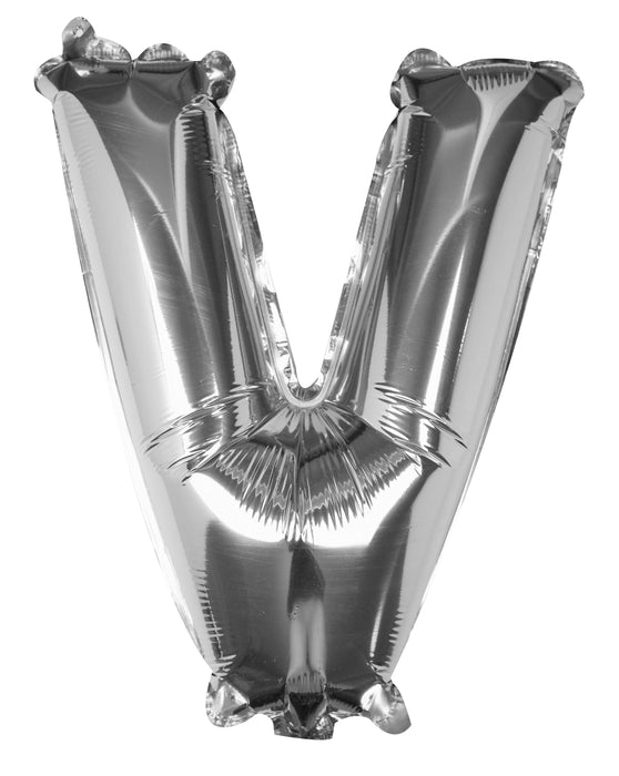 Silver Letter V Foil Balloon 16"