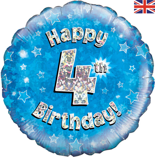 18'' Foil Happy 4th Birthday Blue