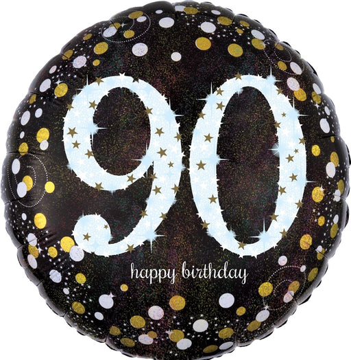 18'' Black & Gold Sparkling 90th Foil