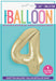 Champagne Gold Number 4 Shaped Foil Balloon 34'', Packaged
