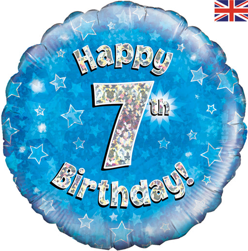 18'' Foil Happy 7th Birthday Blue
