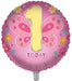 Butterflies 1st Birthday 18 Inch Foil Balloon