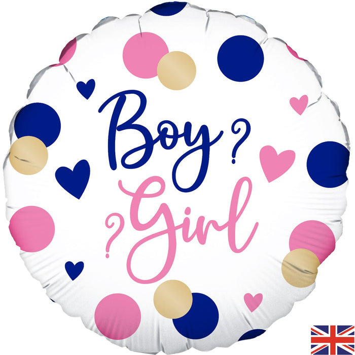 Pink and Navy Gender Reveal 18 Inch Foil Balloon