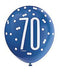 Blue Glitz 70th Birthday Latex Balloons 6pk