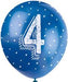 12'' Pearlised Latex Assorted Number 4 Birthday Balloons