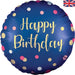 Polka Dot Navy Happy Birthday 18 Inch