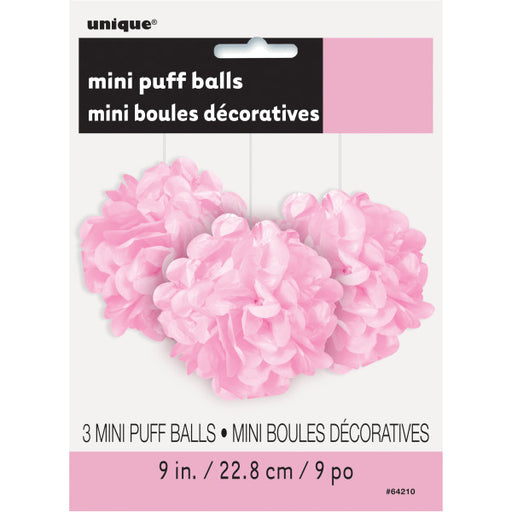 Lovely Pink Mini Puff Tissue Decorations, 3pk