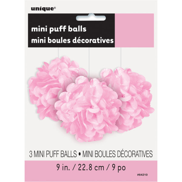 Lovely Pink Mini Puff Tissue Decorations, 3pk