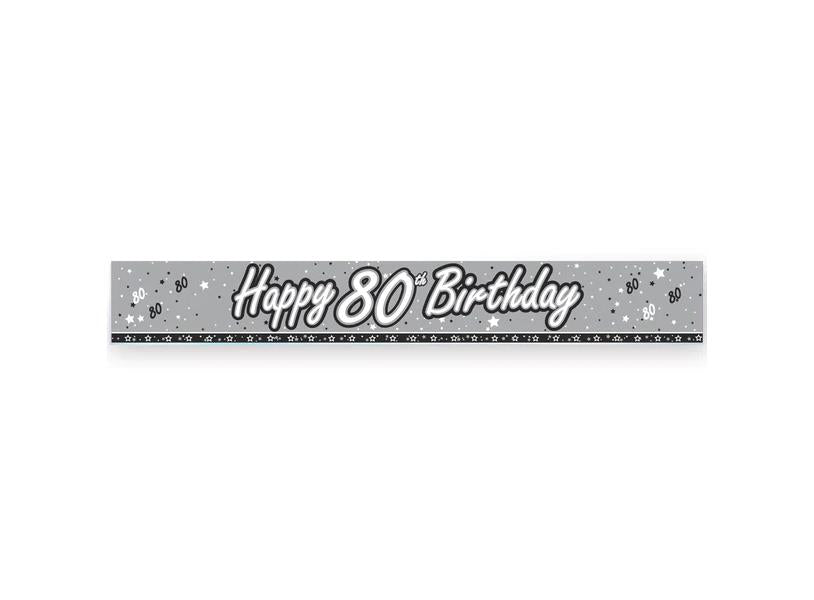 Age 80 Black/Silver Banner
