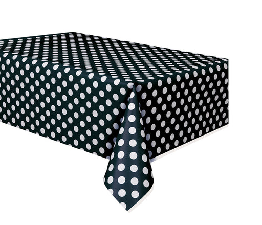 Black Polka Dot Plastic Table Cover