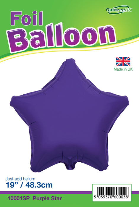 19'' Packaged Star Purple Foil Balloon