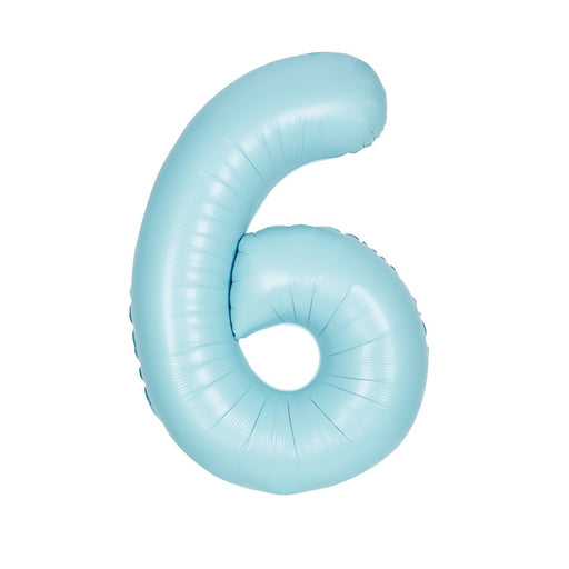 Matte Powder Blue Number 6 Shaped Foil Balloon 34''