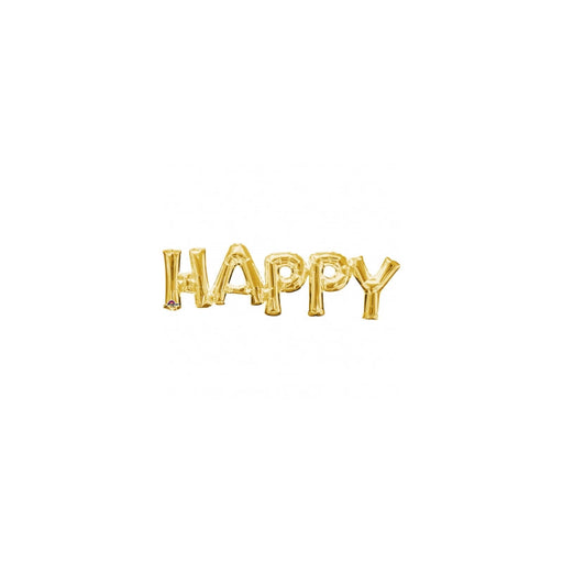 Gold Happy Air Fill Balloon 66Cm X 22Cm