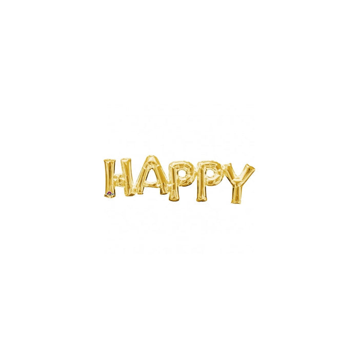 Gold Happy Air Fill Balloon 66Cm X 22Cm