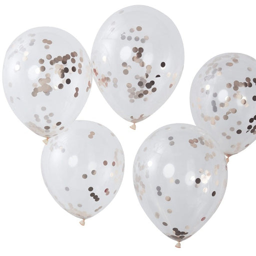 12'' Rose Gold Confetti Balloons 5pk