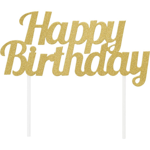Gold Happy Birthday Cake Topper