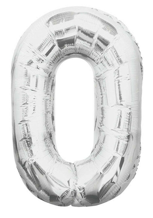 Giant Silver Foil Number '0' Balloon