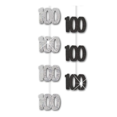 Glitz Black 100 Hanging Decoration 52Cm 6pk