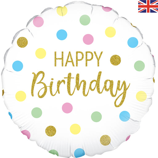 18'' Pastel Dots Happy Birthday 