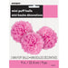 Hot Pink Mini Puff Tissue Decorations, 3pk