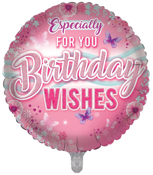 Pink Happy Birthday Wishes 18 Inch Foil Balloon