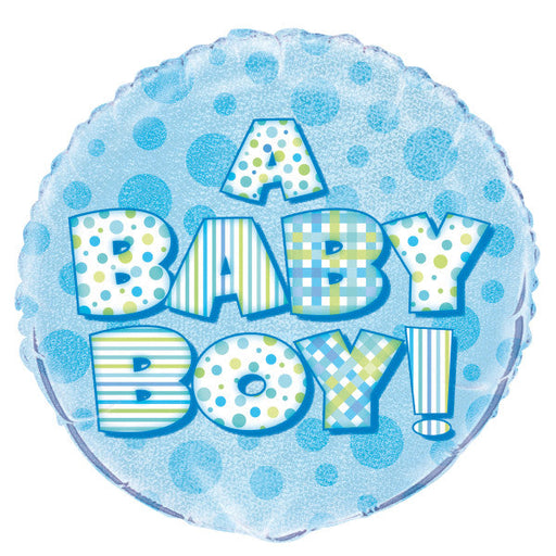 A Baby Boy Prism Round Foil Balloon 18'',