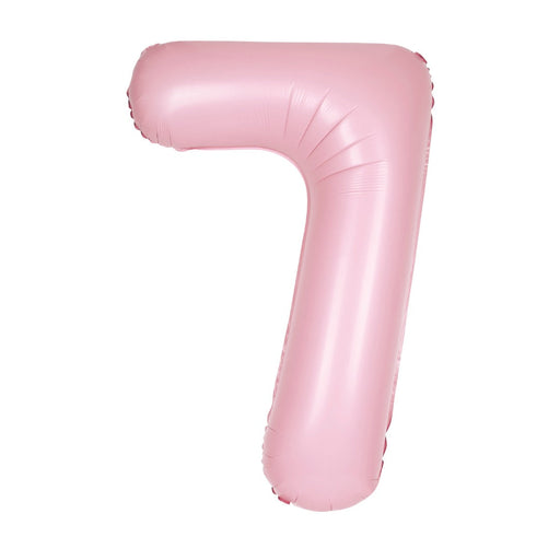 Matte Lovely Pink Number 7 Shaped Foil Balloon 34''