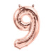 16'' Foil Number 9 - Rose Gold Packaged Air Fill