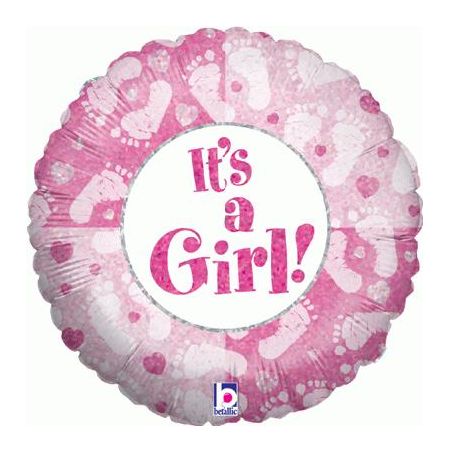 18'' Foil It?S A Girl Footprints
