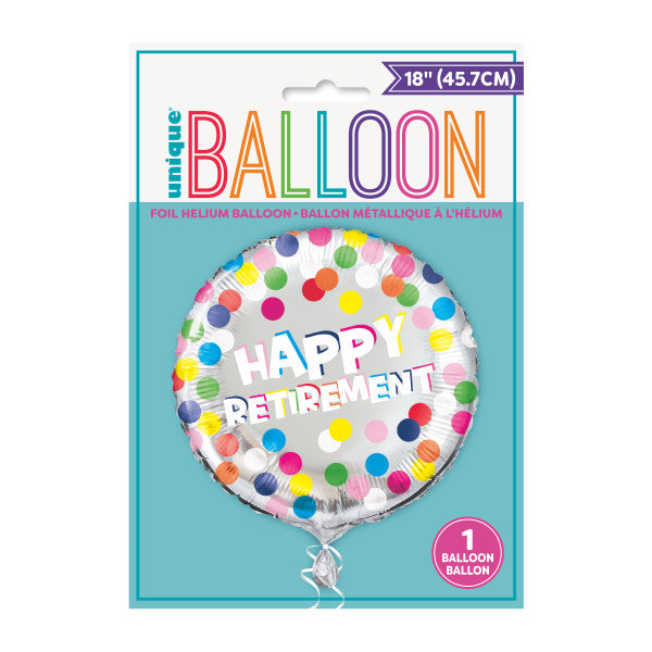 Colorful Dots Retirement Round Foil Balloon 18''