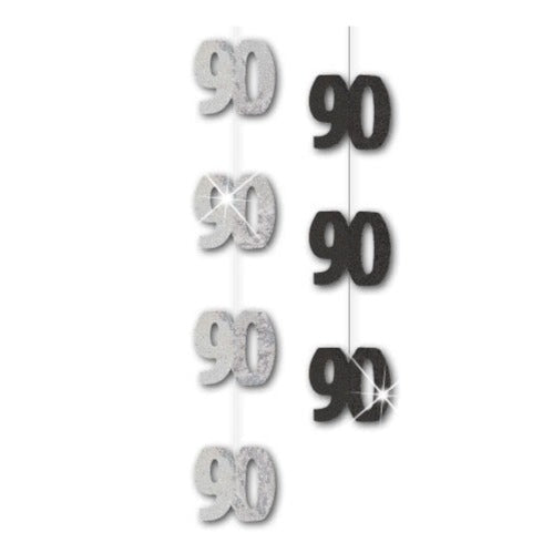 Glitz Black 90 Hanging Decoration 52Cm 6pk
