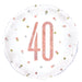 Birthday Rose Gold Glitz Number 40 Round Foil Balloon 18''