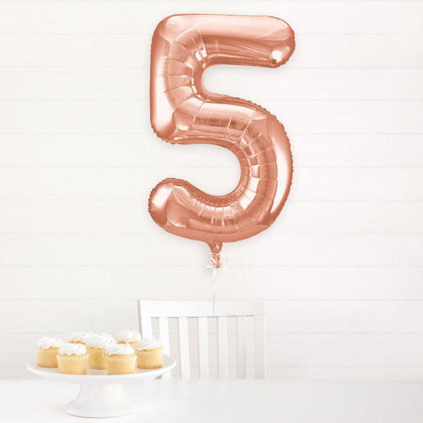 Rose Gold Number 5 Shaped Foil Balloon 34''