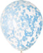 Clear Latex Balloons With Blue Heart Confetti 16'', 5Ct
