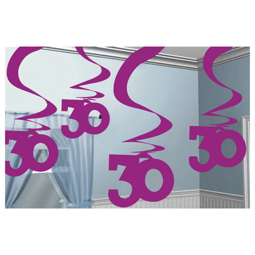 30th Pink Hanging Swirls
