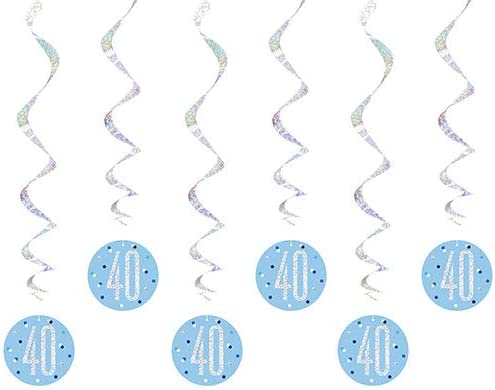 Glitz Blue 40 Birthday Swirl Dec 6pk 32'' L