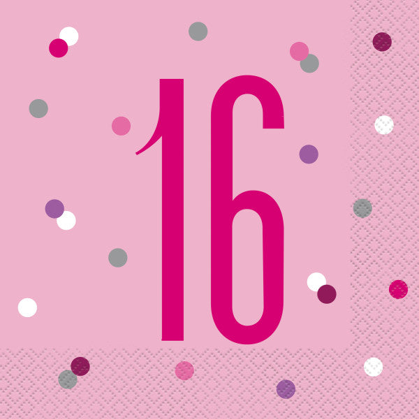 Glitz Pink & Silver Luncheon Napkins 16